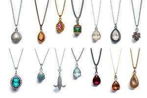 Different types of necklaces from around the world collection photorealistic isolated on transparent background, generative ai